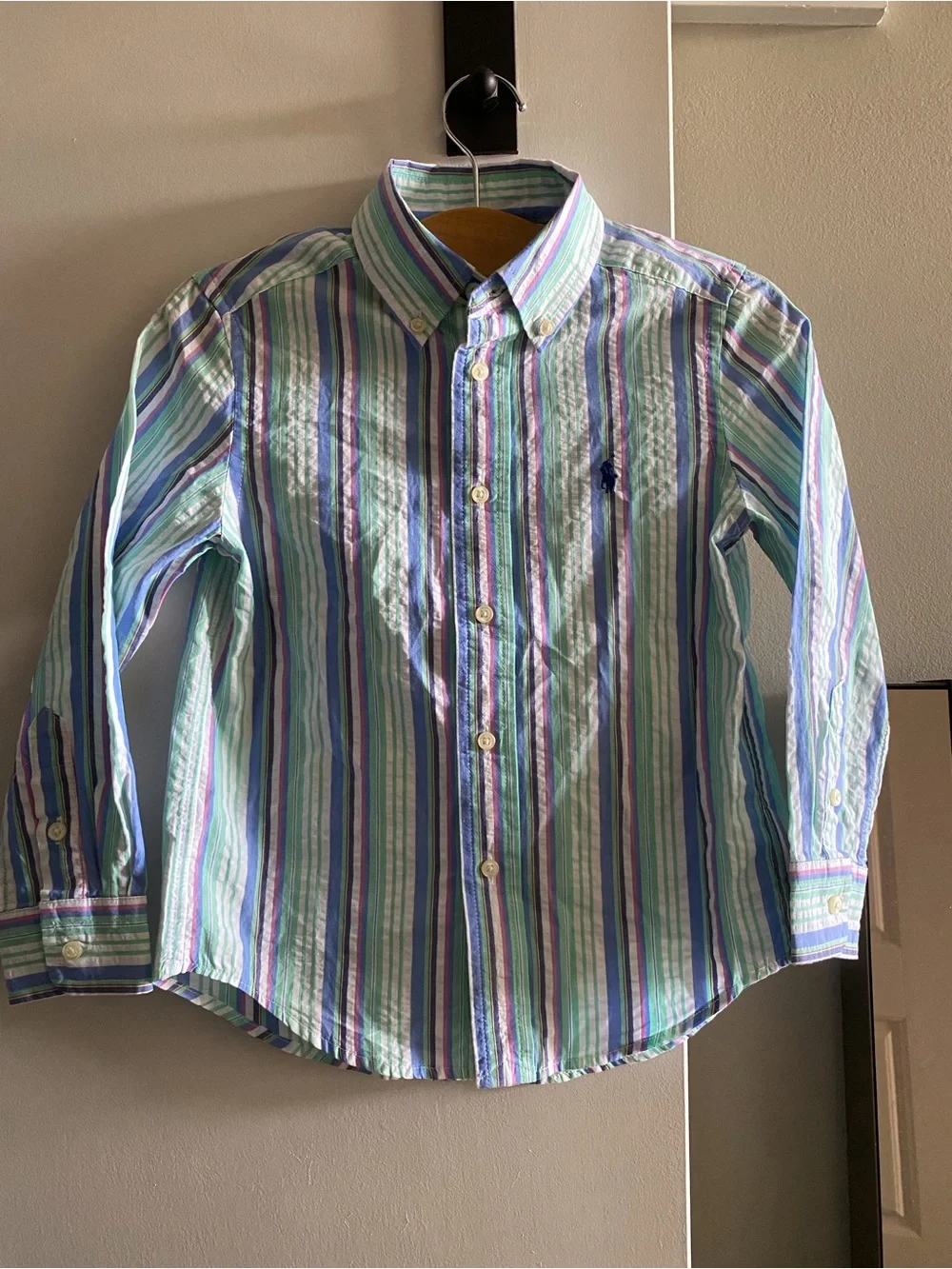 Boys Ralph Lauren Multi-Color Striped Button-Down Shirt.